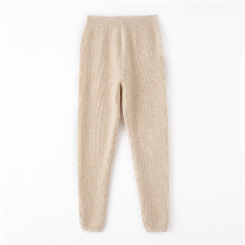 秋冬新款保暖舒适山羊绒(羊绒)时尚潮流35%羊绒加厚竖条打底裤女，女装打底裤，艾米娇羊绒