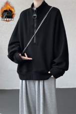 保暖银狐绒400g重磅曼巴棉半拉链长袖卫衣男W5385J加绒特P70控128，男装棉衣，电商A001
