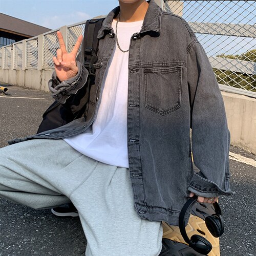春秋季牛仔夹克外套男新款潮牌工装上衣服宽松休闲褂子JK4550-P65图片