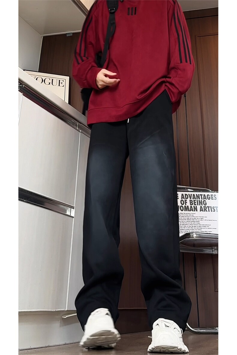 量优供视频~重磅水洗马骝渐变直筒拖地运动卫裤A490特P45控78,男装休闲裤,电商A309