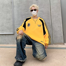 秋冬新款美式复古拼接圆领卫衣男女潮牌宽松WY17-P45，男装卫衣，星座1109-3