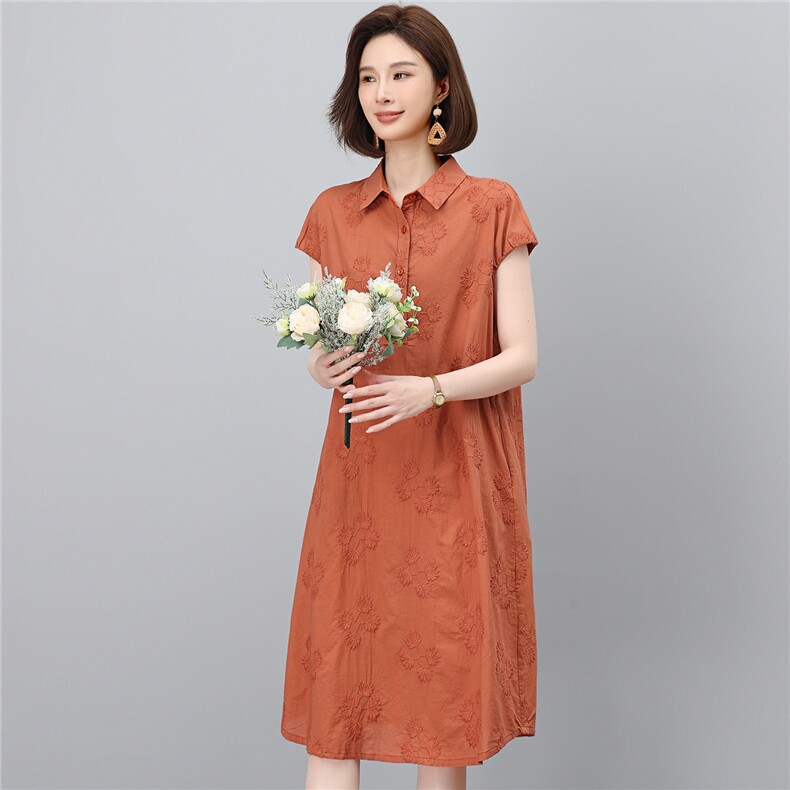 2026夏季新款时尚气质显瘦休闲舒适刺绣纯棉连衣裙,女装连衣裙,独衣靓