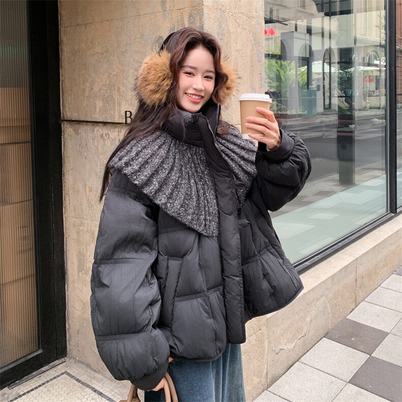 【新款】出货了针织拼接立领羽绒服90绒2C151-W51-P385-K578,女装羽绒服,2C151