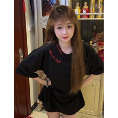 重工刺绣~美式潮牌纯棉短袖t恤夏季情侣装设计感小众男女装上衣，男装T恤，星座601-1