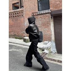 美式短款垫肩皮衣外套男春秋季高级感休闲宽松皮夹克JY770，男装夹克，星座516A