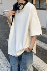 XZ213-T10-P35控48港风大码麂皮绒数字印花透气圆领短袖T恤，男装T恤，星座213