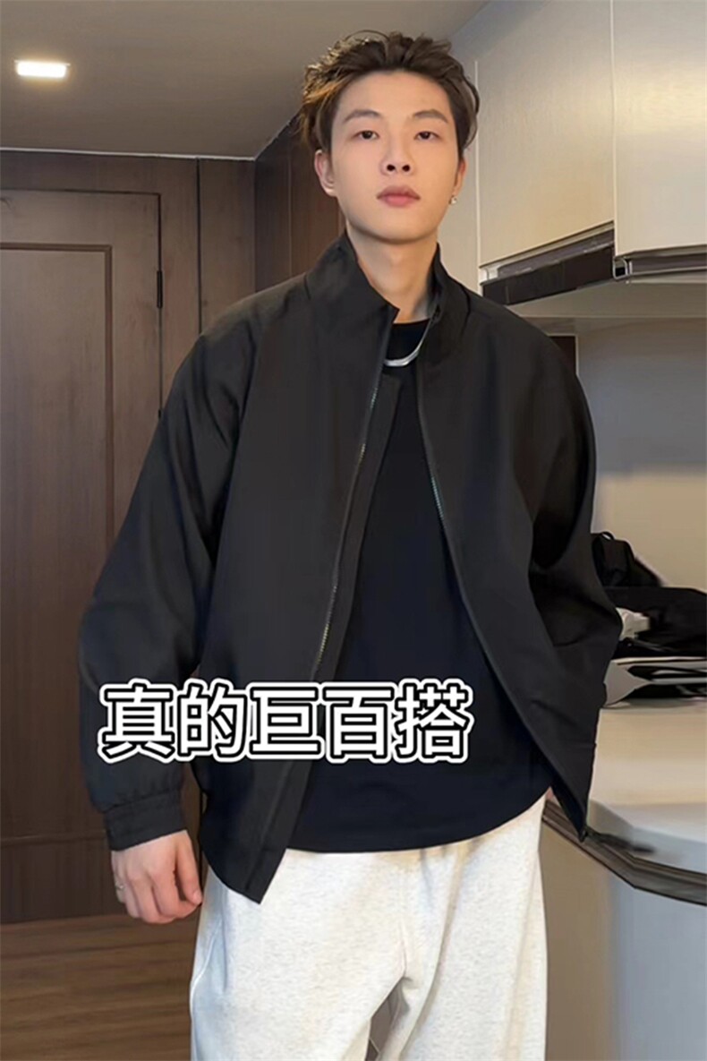 春夏款拉链翻领休闲夹克外套男潮牌运动痞帅潮JK001-P50限价88,男装夹克,电商A178