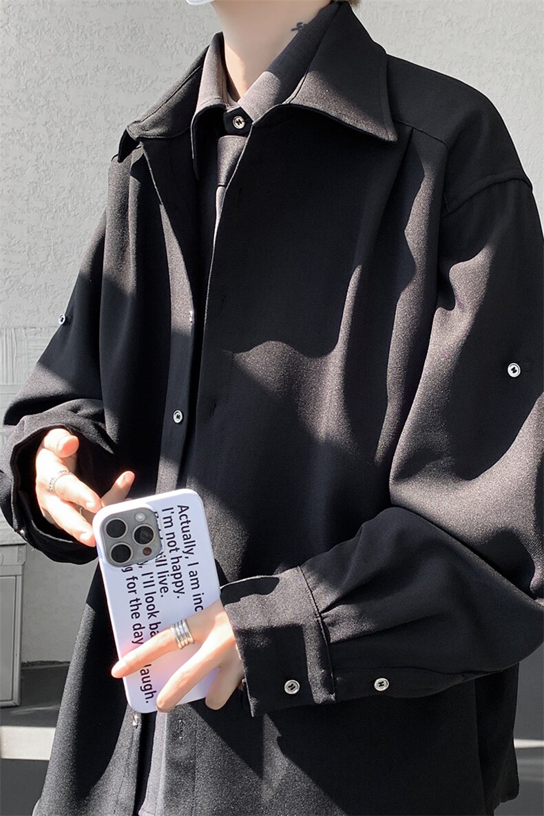 春款假两件拼接设计衬衫高品质高级感上衣痞帅外套LC301特p53控98,男装衬衫,电商B215