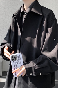 春款假两件拼接设计衬衫高品质高级感上衣痞帅外套LC301特p53控98图片
