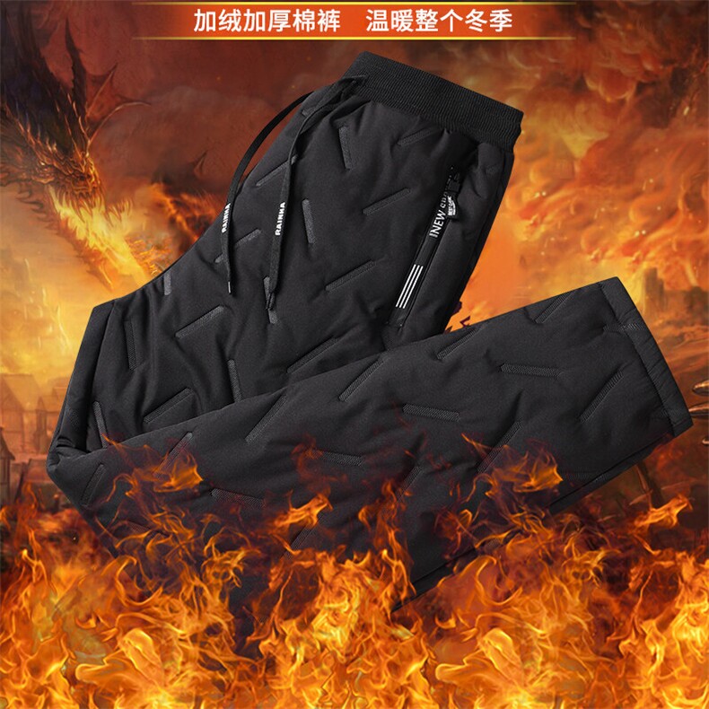 秋冬季男士裤子宽松直筒防风防水防寒大码加绒加厚休闲冲锋长裤图片
