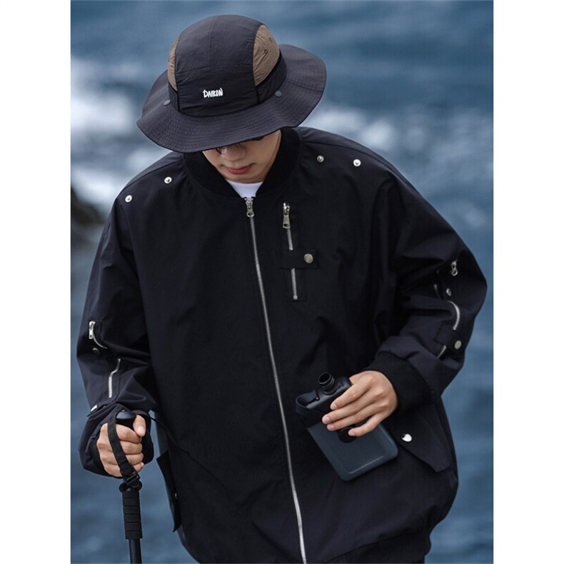 春秋款金属多拉链防水夹克棒球服X1213-DY149-P80图片