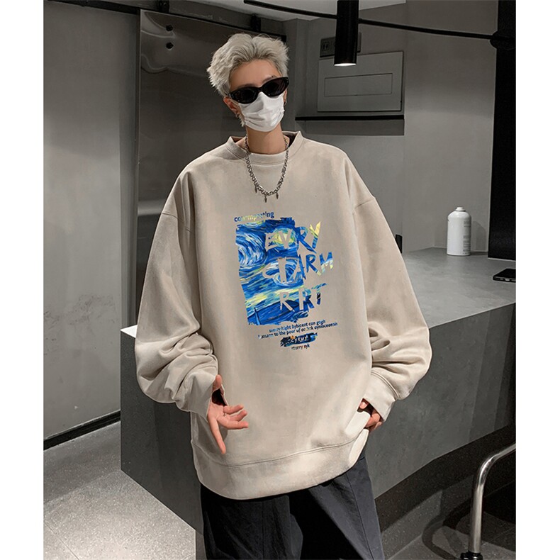 抖音得物供货提供视频秋冬重磅美式麂皮绒圆领卫衣JY549,男装卫衣,电商A486