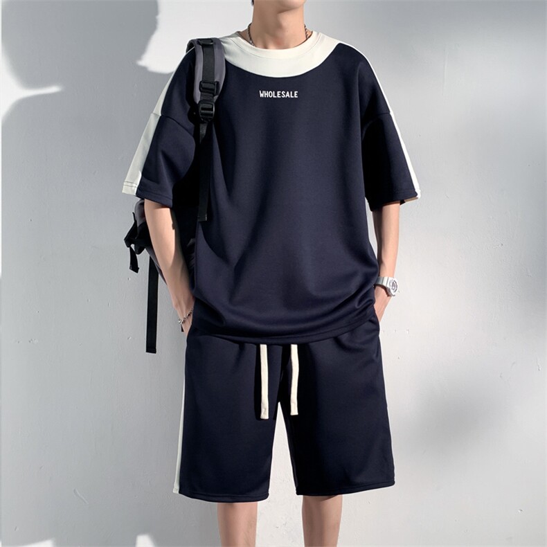 直播品质！2024夏季新款男士珠地短袖套装学生一套TZP002P70,男装T恤,电商B220