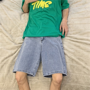 夏季街头潮牌ins宽松休闲五分裤美式复古水洗牛仔裤男 K6010-P34图片