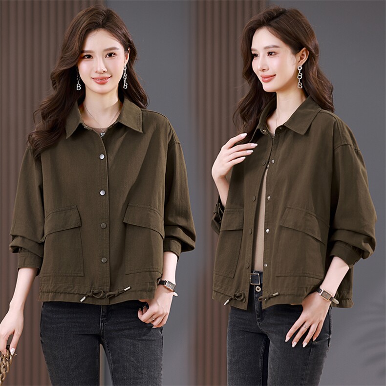 时尚翻领休闲短外套女春秋2025新款洋气减龄宽松显瘦百搭夹克上衣，女装短外套，木子恋