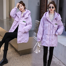现货新款女冬装宽松休闲时尚通列减龄羽绒棉加厚保暖外套连帽棉衣，女装棉衣/棉服，韩美纤衣