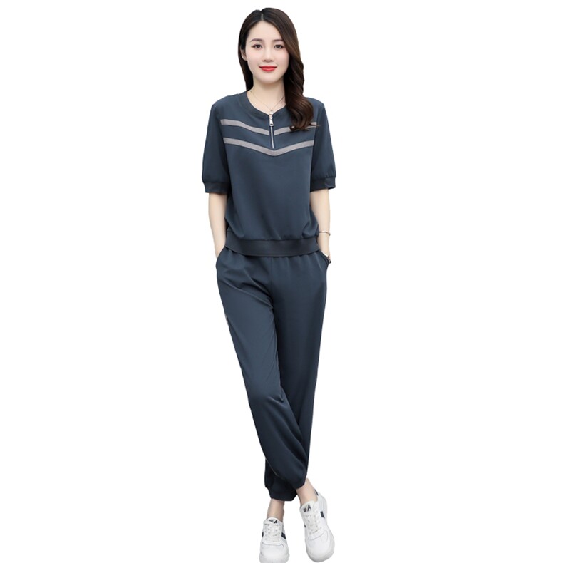 运动女夏季2025新款夏装中年妈妈品牌时尚洋气短袖气质,女装运动套装,凯瑟曼