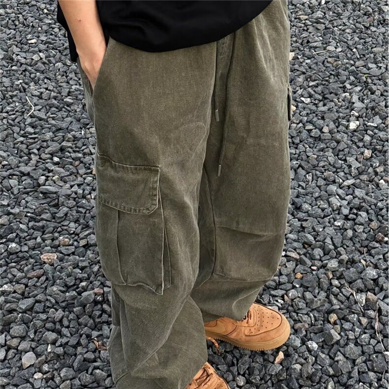 美式复古多口袋工装裤男潮牌宽松休闲裤ins潮流垂感百搭阔腿长裤,男装工装外套,星座506A