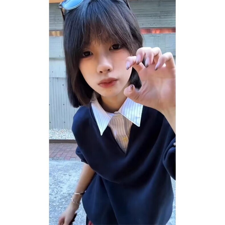 CIWORK2025年春季新款日系假两件中性ficheck卫衣男女款ins套头衫图片