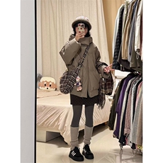 现货5W件冬季三防重磅boxy短款羽绒连帽PU皮棉衣外套防风加厚棉服，男装棉衣，电商A486-1