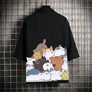 HF59162-P40风汉服男开衫外套七分袖道袍 网格挂拍图片