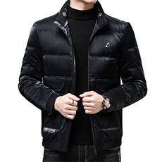 冬季中年男皮羽绒服厚款立领中年爸爸冬装白鸭绒外套ZS67727-P285，男装羽绒服，电商B212（原钱塘6029）