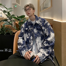 秋款男夹克扎染鲜花印花提花休闲外套JK8535P65，男装夹克，星座1013-1