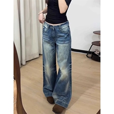 1506A/GA91300/P53女春秋季新款宽松时尚直筒牛仔裤潮，男装牛仔裤，星座1506A