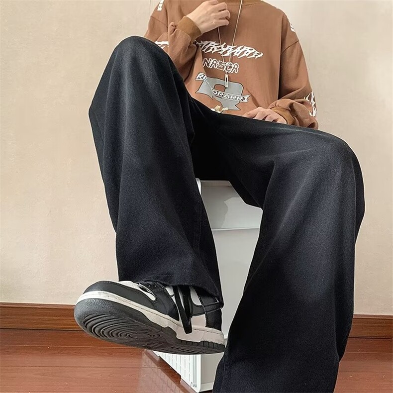 美式vibe风裤子男秋冬款潮牌复古阔腿直筒拖地长裤高街宽松休闲裤,男装休闲裤,星座1210-1