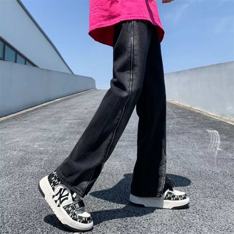 暗黑牛仔裤男韩版潮流拉链开衩高街2024夏季新款K5022-P58,男装牛仔裤,星座1109-3