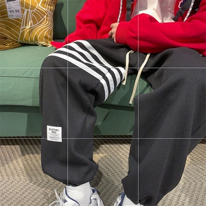 春秋华夫格条纹拼接抽绳休闲裤现货 XZ604-KP59-P55控68图片
