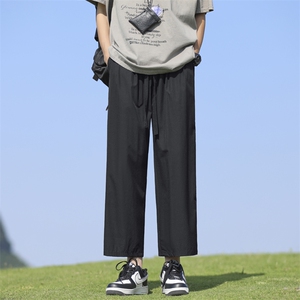 直筒冰丝裤子男士夏季薄款潮流黑色宽松休闲坠垂感-6013-特批-31图片