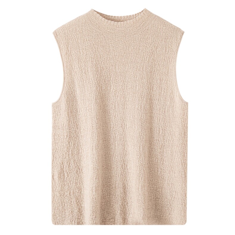 2025秋冬新款女山羊绒衫100%纯羊绒纯色精纺羊绒背心半高领针织衫，女装背心吊带，博友羊绒