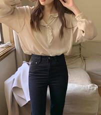 2021春季韩系荷叶边雪纺上衣，女装，LMNC