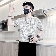 短袖T恤男网红痞帅炸街半袖衣服社会小伙301C-DT81-P48控68，男装T恤，星座301C（原B323）