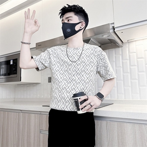 短袖T恤男网红痞帅炸街半袖衣服社会小伙301C-DT81-P48控68图片