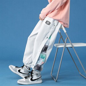 蓝底2024秋冬新款侧开叉拼接束脚运动休闲潮牌裤子2110-P45控69图片