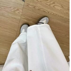 网图现货 美式宽松复古直筒高腰白色牛仔裤女K0667/P45图片