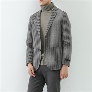 真模 Y8665P315控428 秋冬阿尔巴卡双面羊绒条纹西装外套毛呢大衣图片