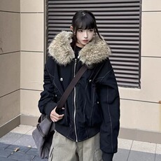 美式复古做旧座山雕加厚棉服男女宽松解构磨毛高级感毛领外套，男装棉衣，星座302B