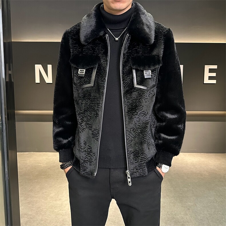 冬季男士时尚加厚仿皮草保暖爸爸装商务夹克外套ZX8961-P255,男装夹克,星座1105-3