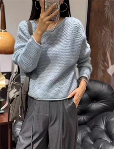 圆领打底衫女显瘦柔软长袖针织衫秋冬新款内搭毛衣图片