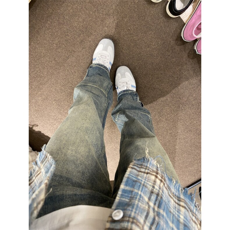 【有货】拉链微喇牛仔裤男美式vibe风裤子高街直筒X222LL-特P45,男装牛仔裤,星座1007（原301D）