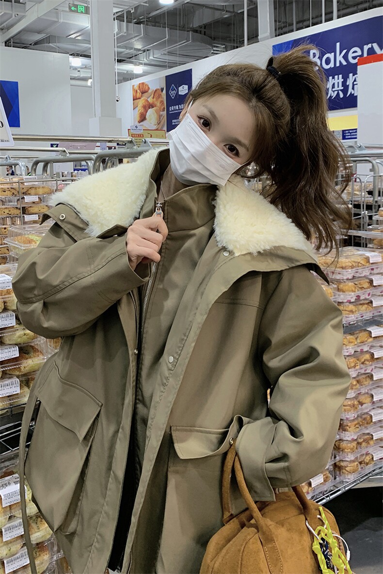 【现货】双拉链撞色羊羔毛领羽绒派克服b2-206-26282-p315k473,女装羽绒服,浙宝220