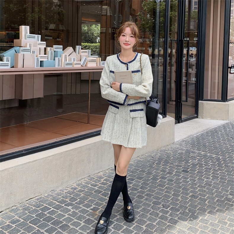 小香风外套短裙两件套女春季2025设计感高级感小个子套装,女装套装/套裙,慧尚依恋