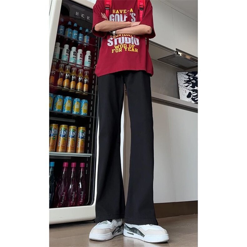 1506-1/K80171纽扣/P34黑色微喇弯刀牛仔裤男女提档高腰裤美式,男装牛仔裤,星座1506-1