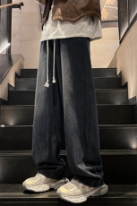 wassuphappy渐变牛仔裤子男秋季潮流阔腿直筒裤青少年休闲运动裤，男装牛仔裤，电商A001-1