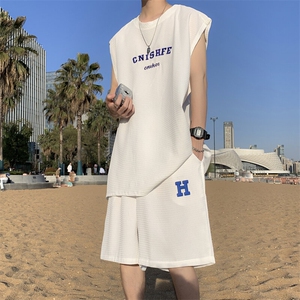 无袖套装t恤男夏季新款背心坎肩篮球休闲运动短袖短裤男装一套装，男装休闲套装，星座506
