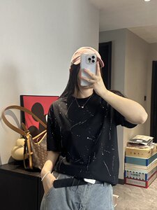 时尚立体扎染设计圆领T恤2025新款宽松休闲短袖上衣潮牌设计感T恤图片