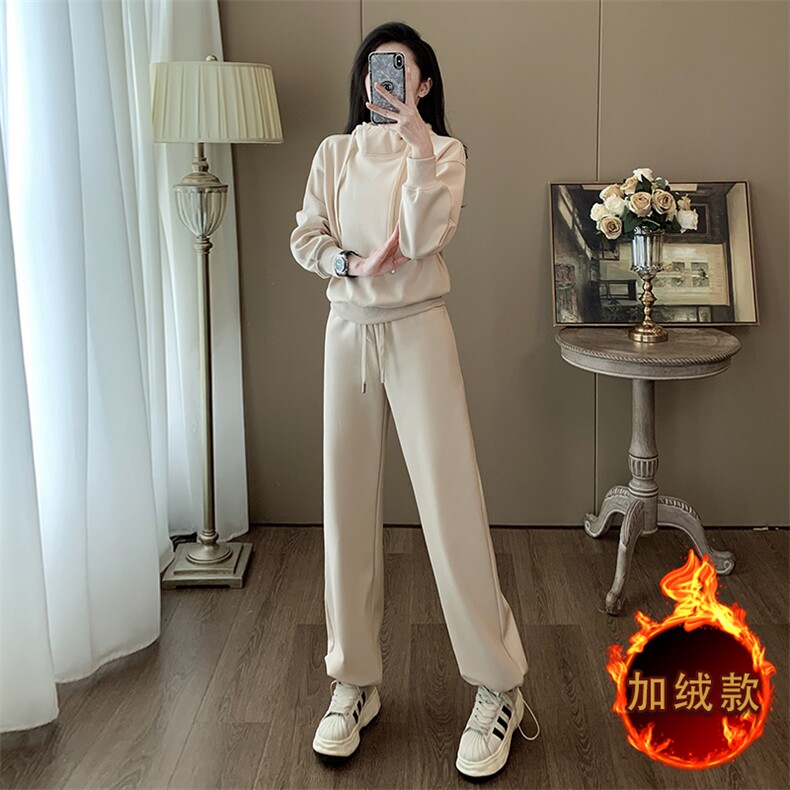 女秋冬新款高级感时尚洋气连帽卫衣卫裤两件套,女装套装/套裙,江南